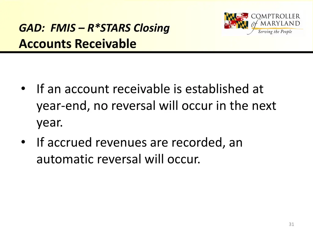 gad fmis r stars closing accounts receivable