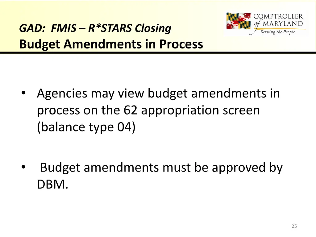 gad fmis r stars closing budget amendments 2