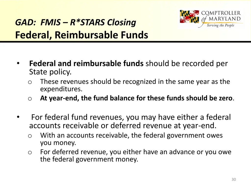 gad fmis r stars closing federal reimbursable