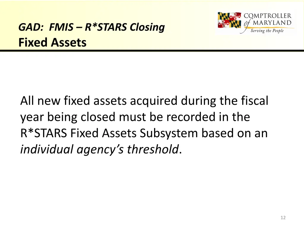 gad fmis r stars closing fixed assets