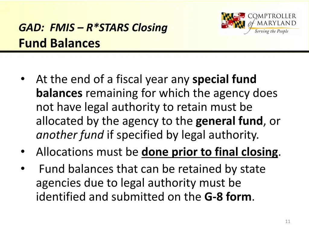 gad fmis r stars closing fund balances