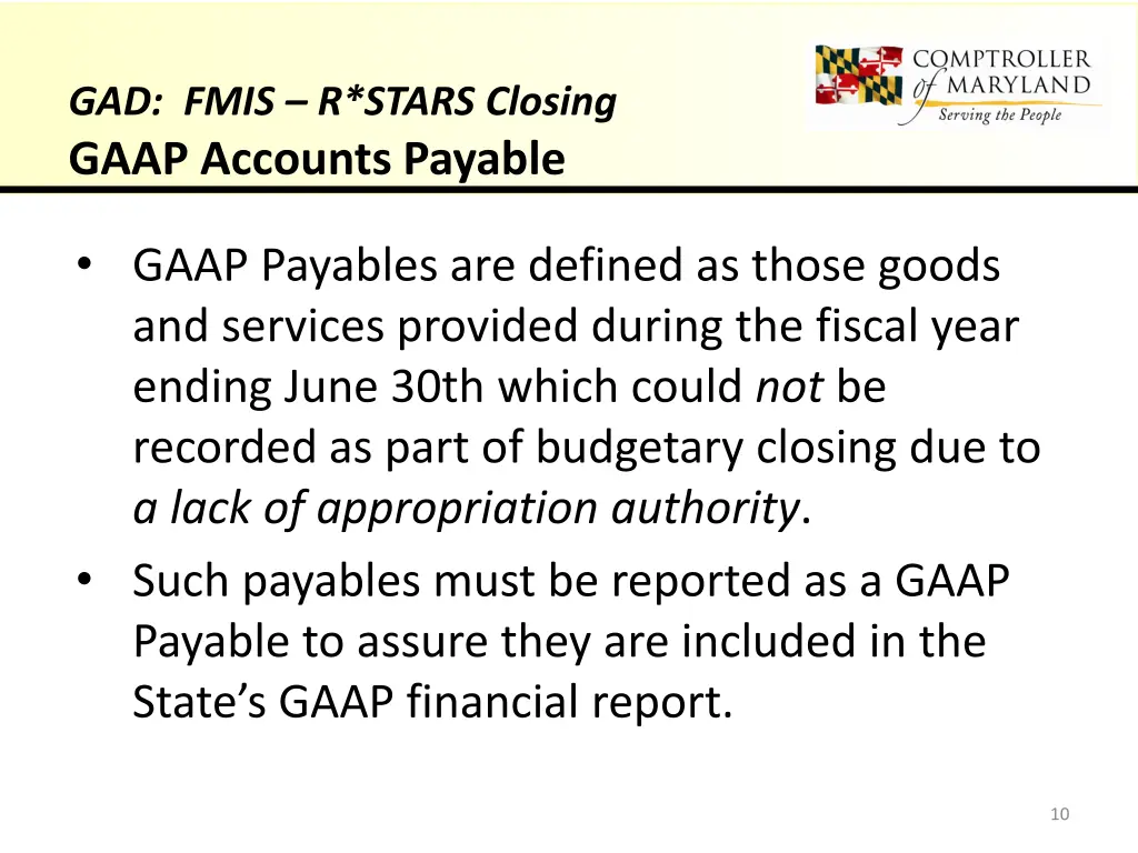 gad fmis r stars closing gaap accounts payable