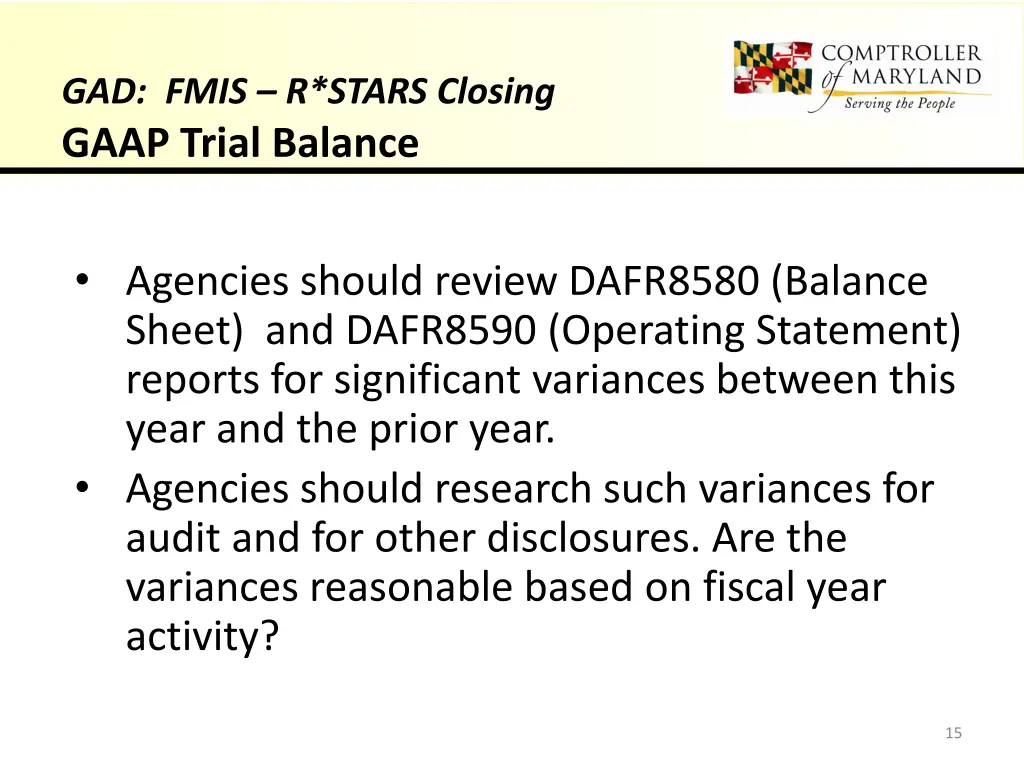 gad fmis r stars closing gaap trial balance