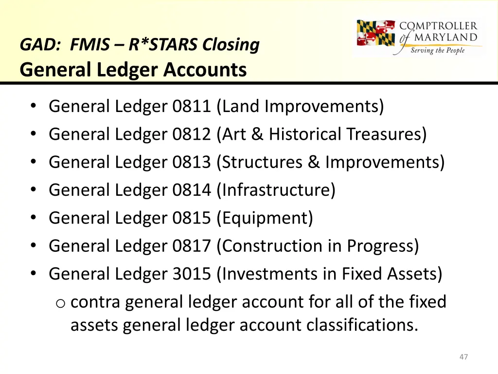 gad fmis r stars closing general ledger accounts