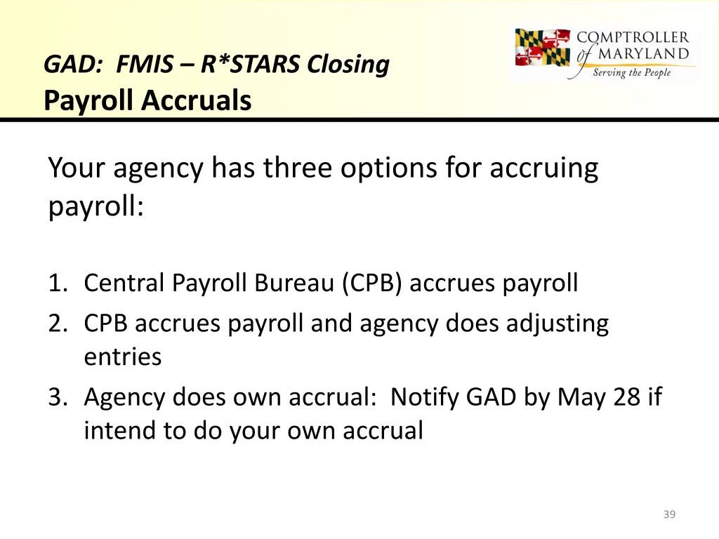 gad fmis r stars closing payroll accruals