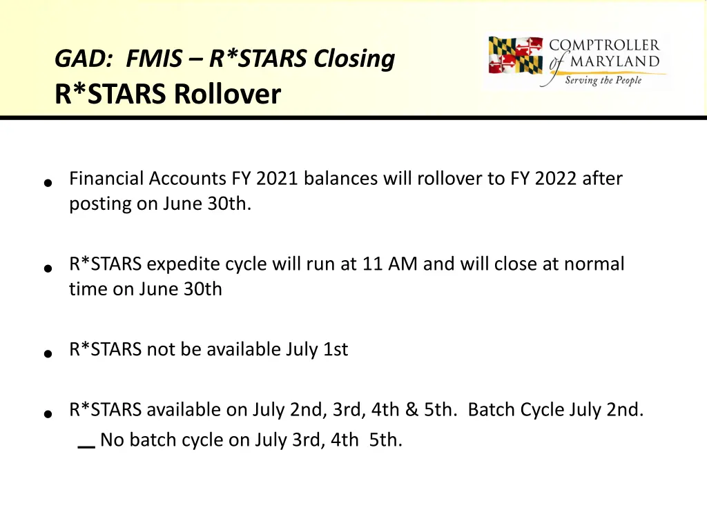 gad fmis r stars closing r stars rollover