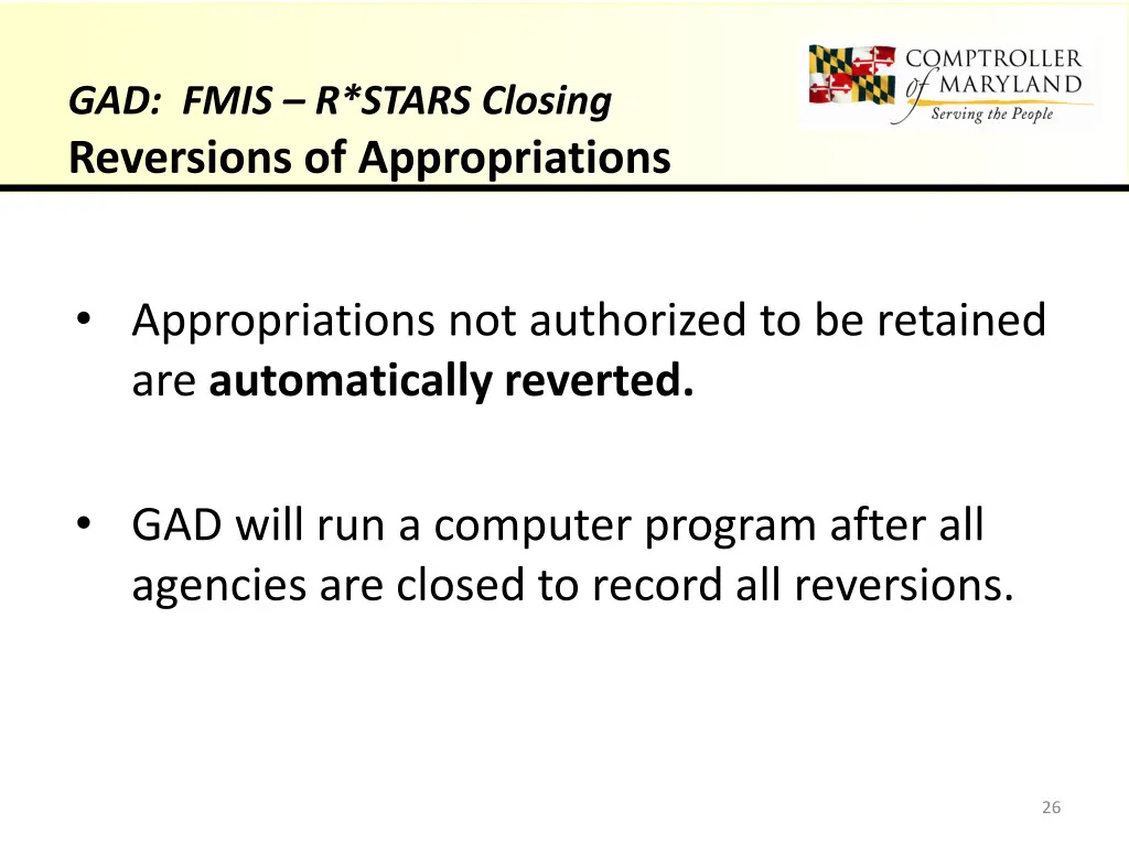 gad fmis r stars closing reversions