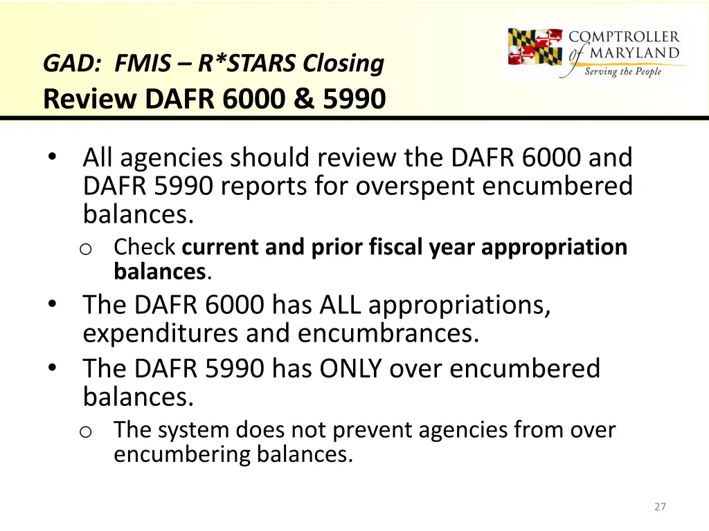 gad fmis r stars closing review dafr 6000 5990