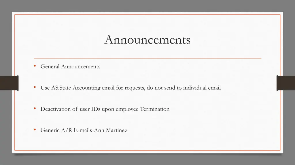 announcements