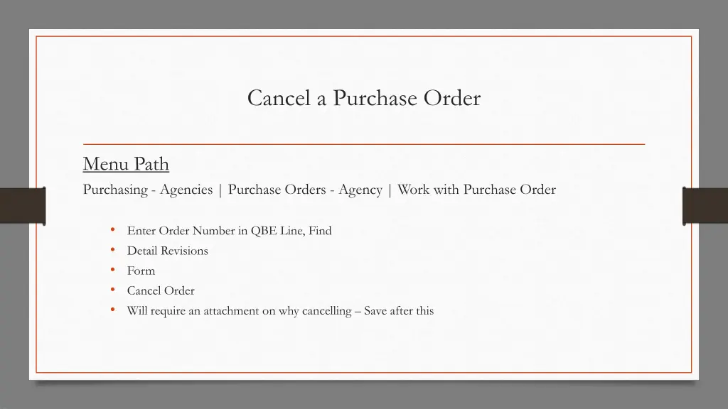 cancel a purchase order