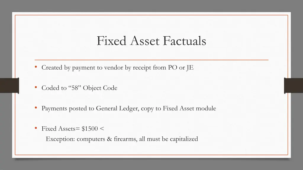 fixed asset factuals