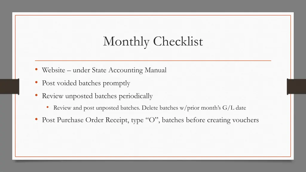 monthly checklist 1