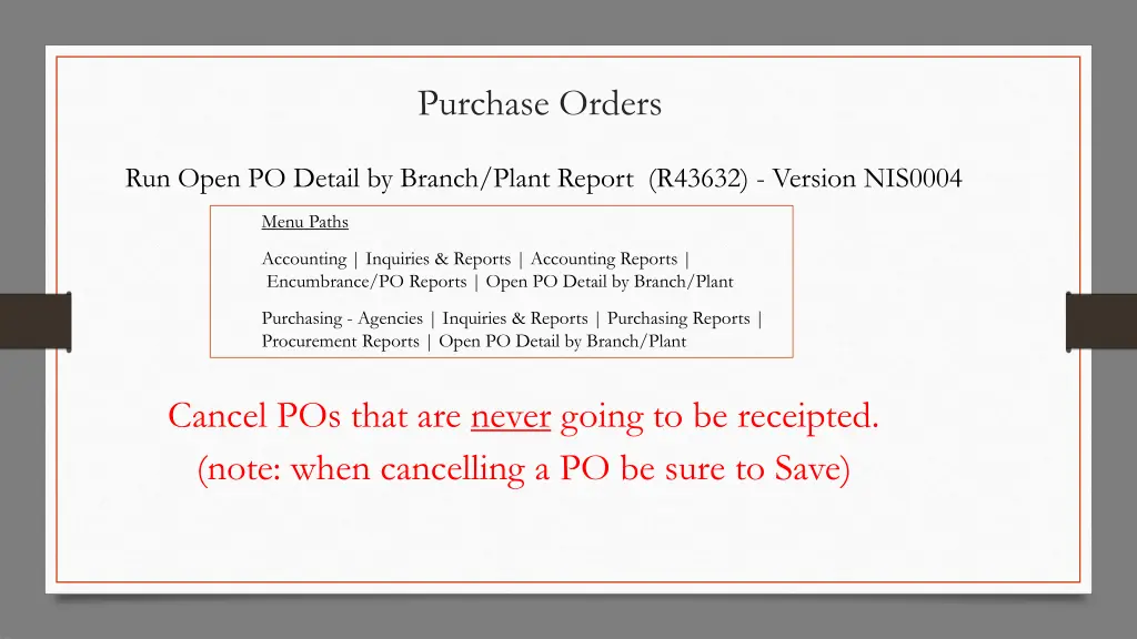 purchase orders