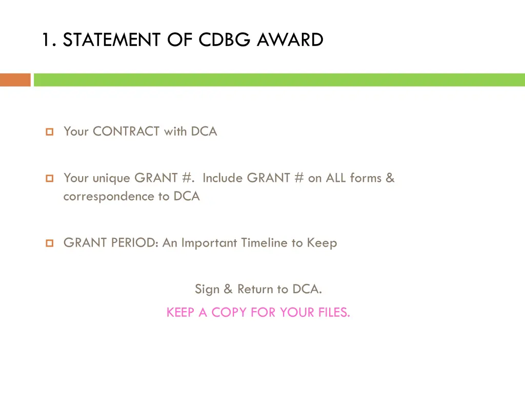 1 statement of cdbg award