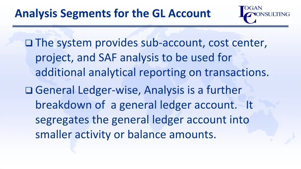 analysis segments for the gl account