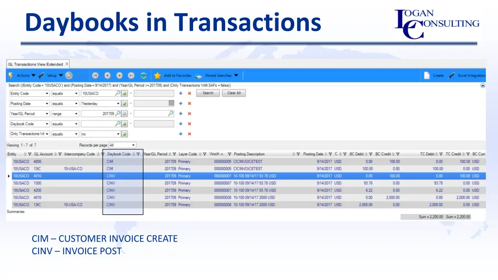 daybooks in transactions