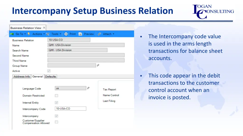 intercompany setup business relation