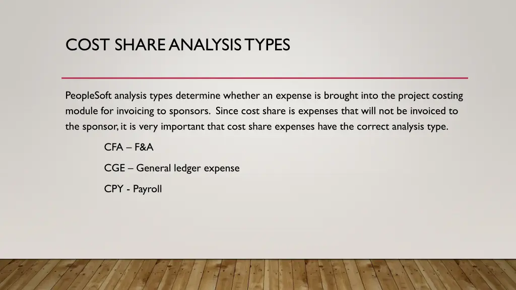 cost share analysis types