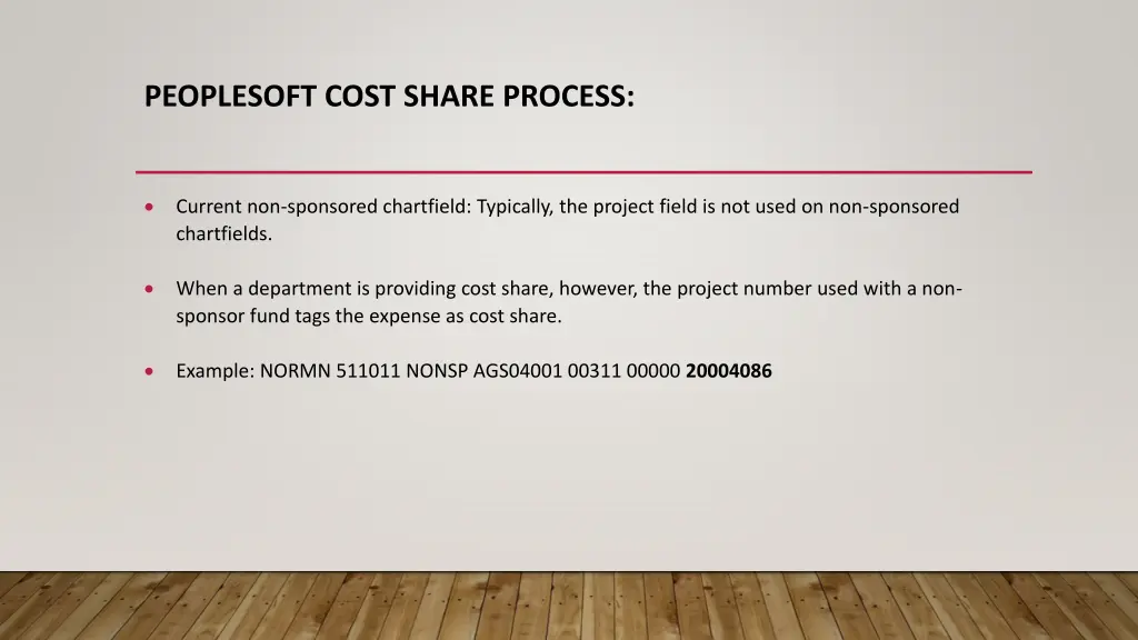 peoplesoft cost share process