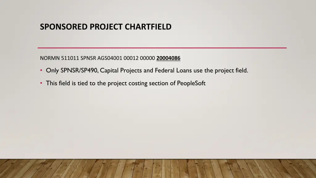 sponsored project chartfield