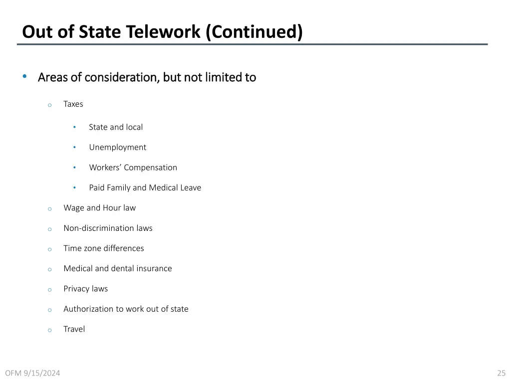 out of state telework continued