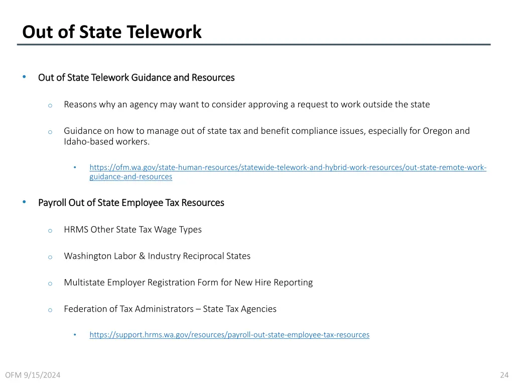 out of state telework