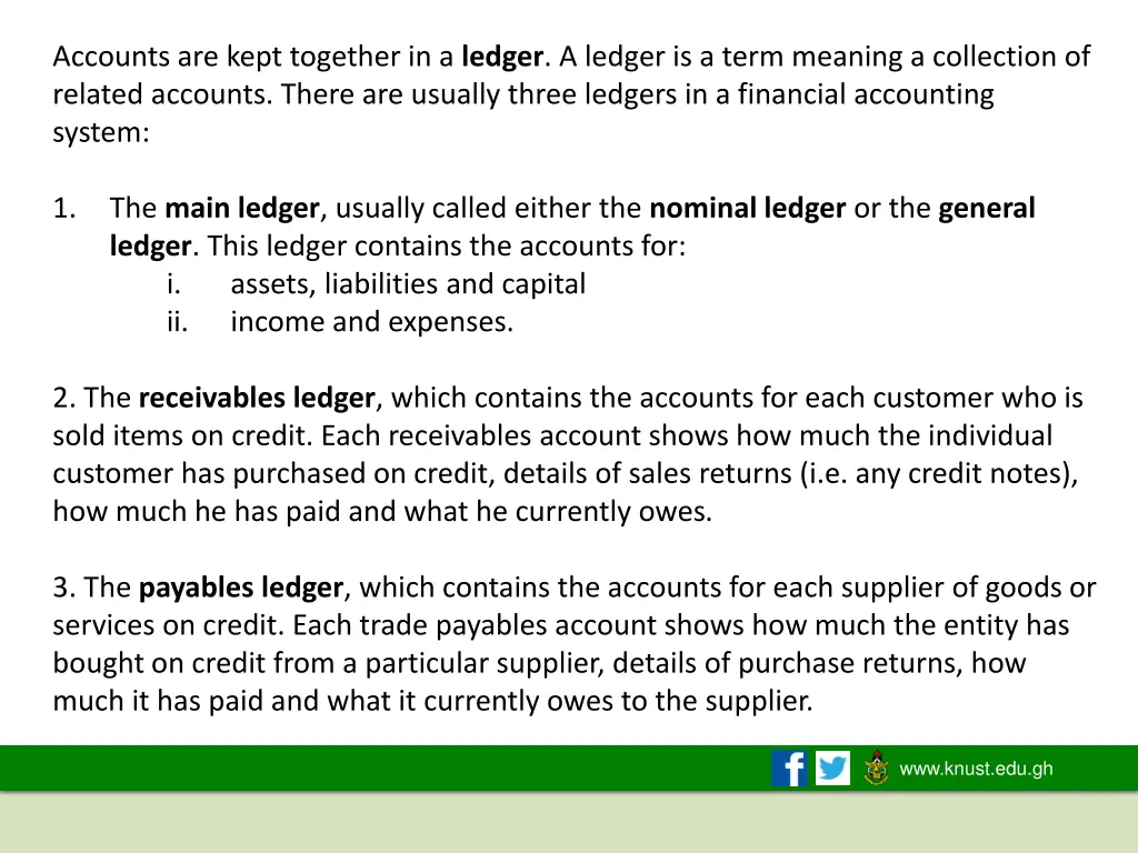 accounts are kept together in a ledger a ledger