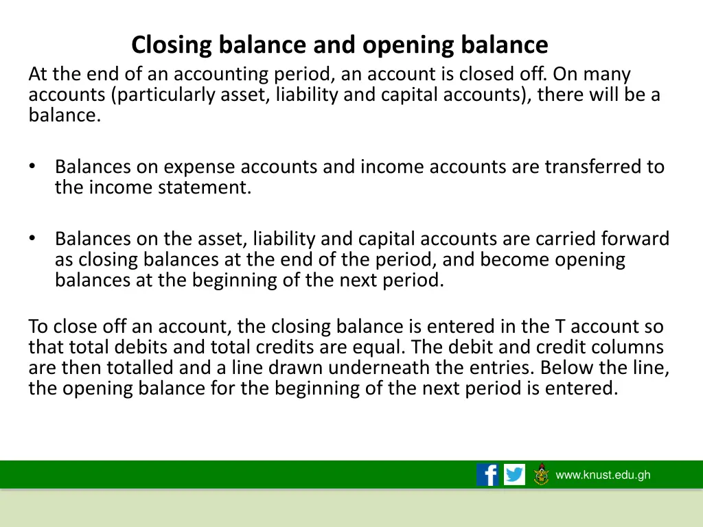 closing balance and opening balance