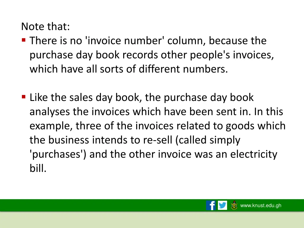 note that there is no invoice number column