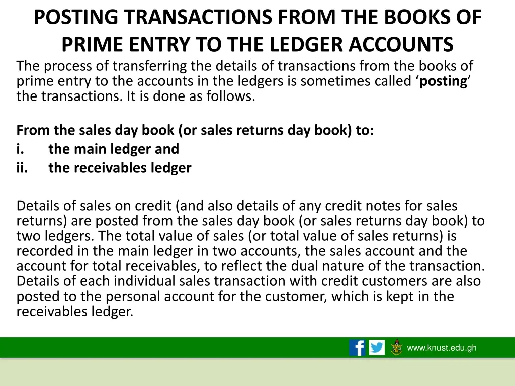 posting transactions from the books of prime