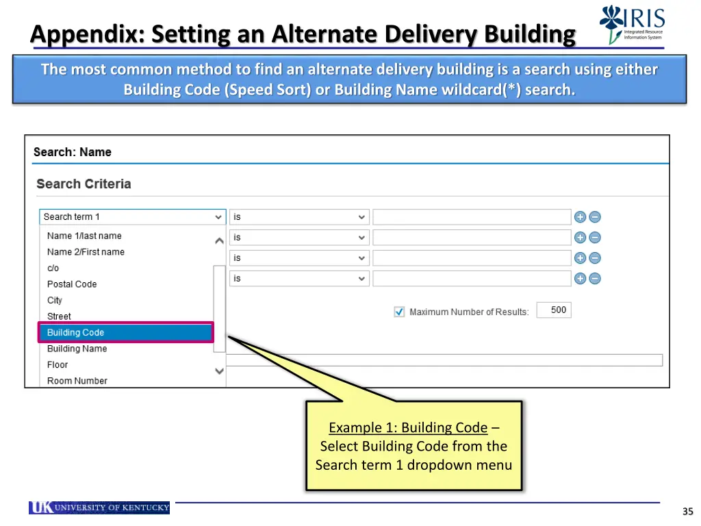 appendix setting an alternate delivery building 1