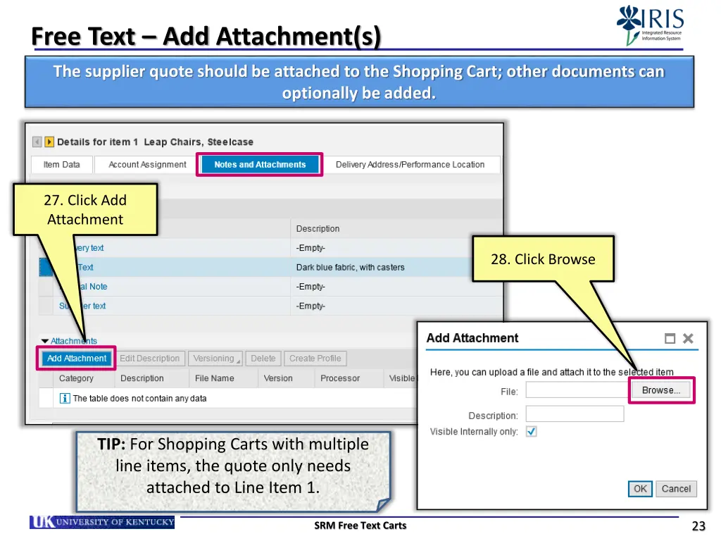 free text add attachment s