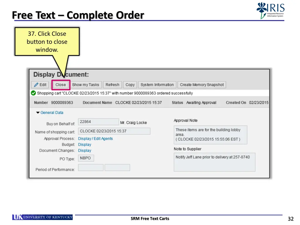 free text complete order