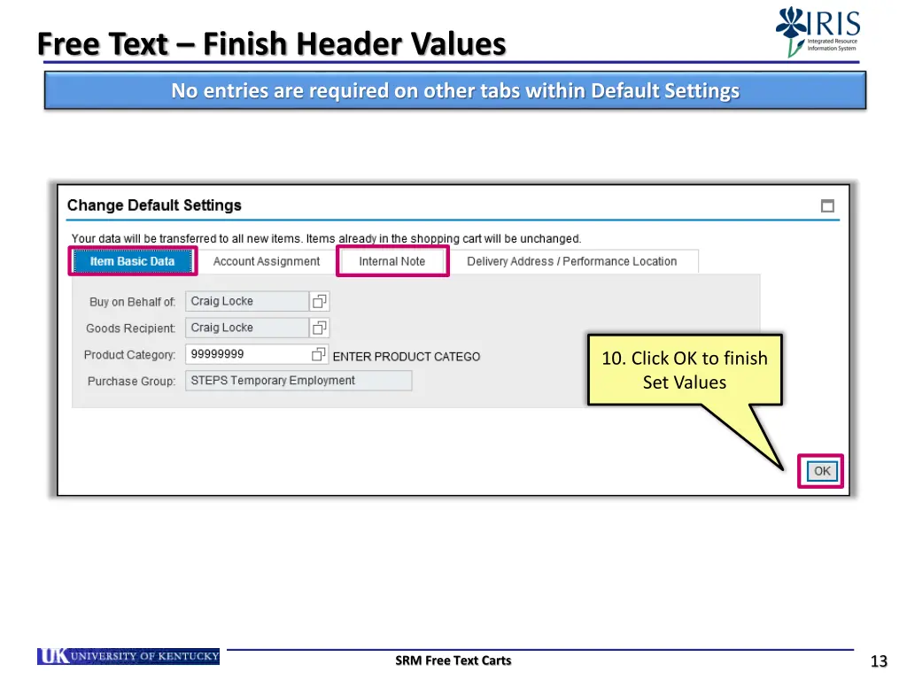 free text finish header values