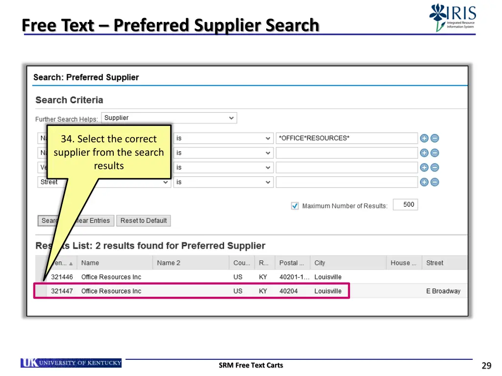 free text preferred supplier search 1