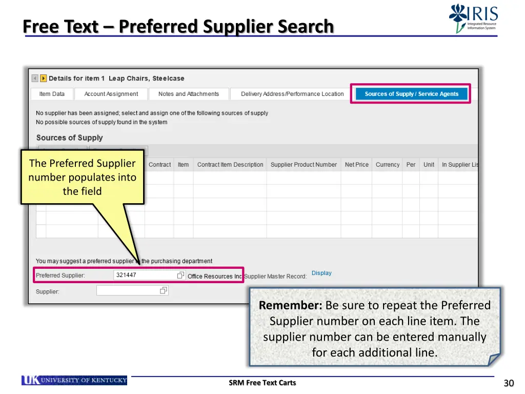 free text preferred supplier search 2