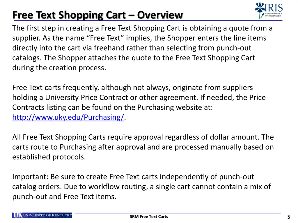 free text shopping cart overview the first step