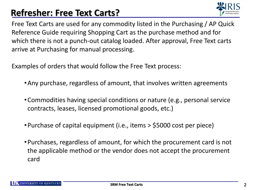 refresher free text carts free text carts