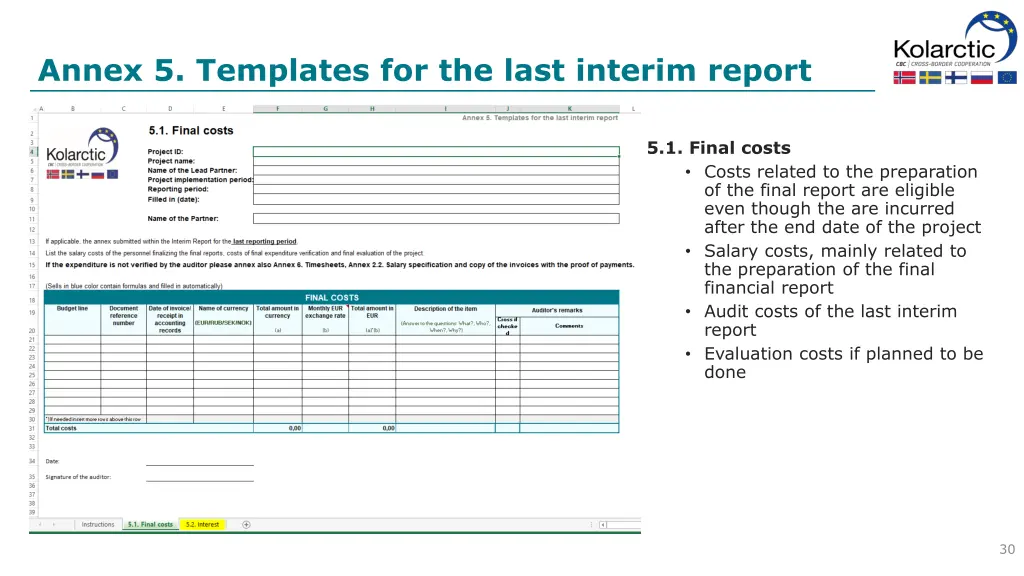 annex 5 templates for the last interim report