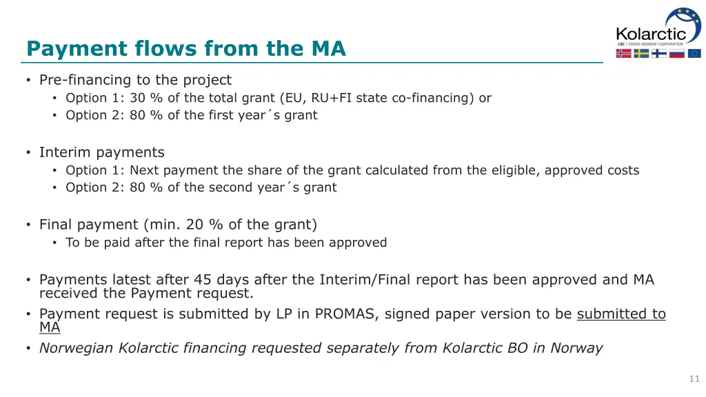 payment flows from the ma