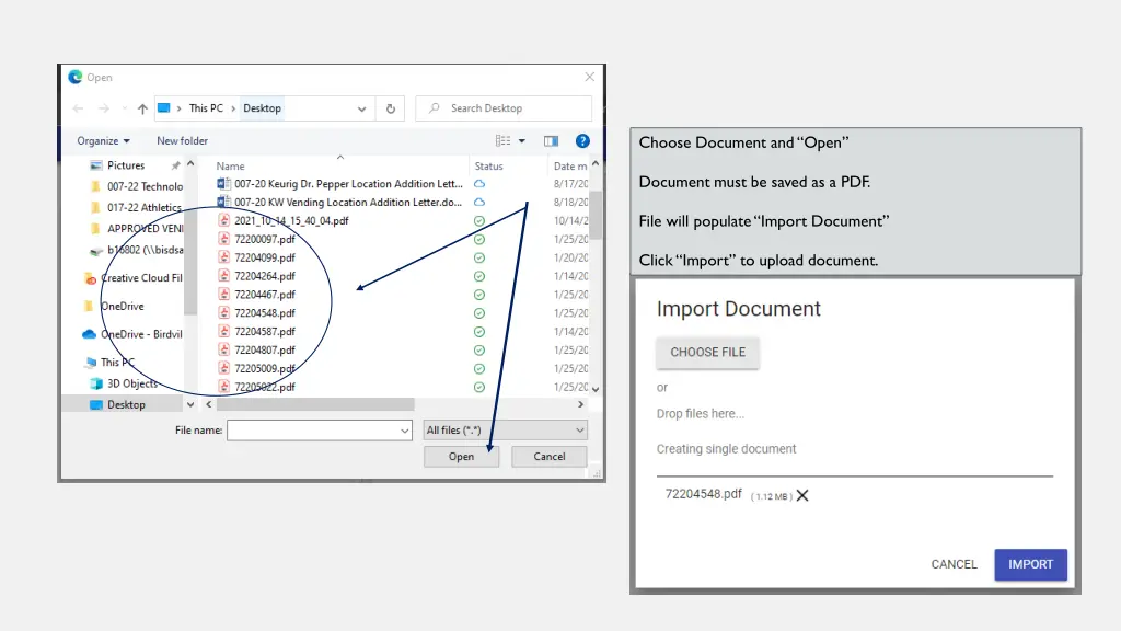 choose document and open