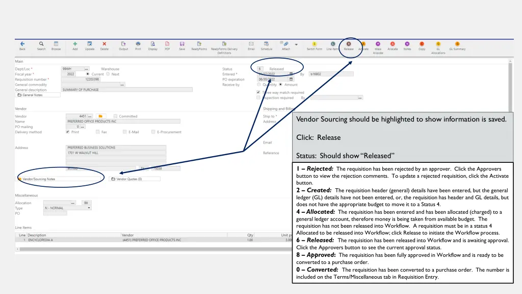 vendor sourcing should be highlighted to show