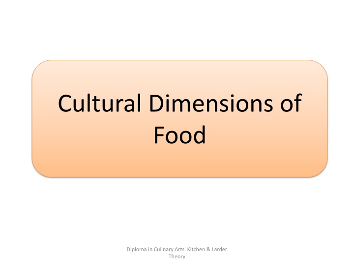 cultural dimensions of food