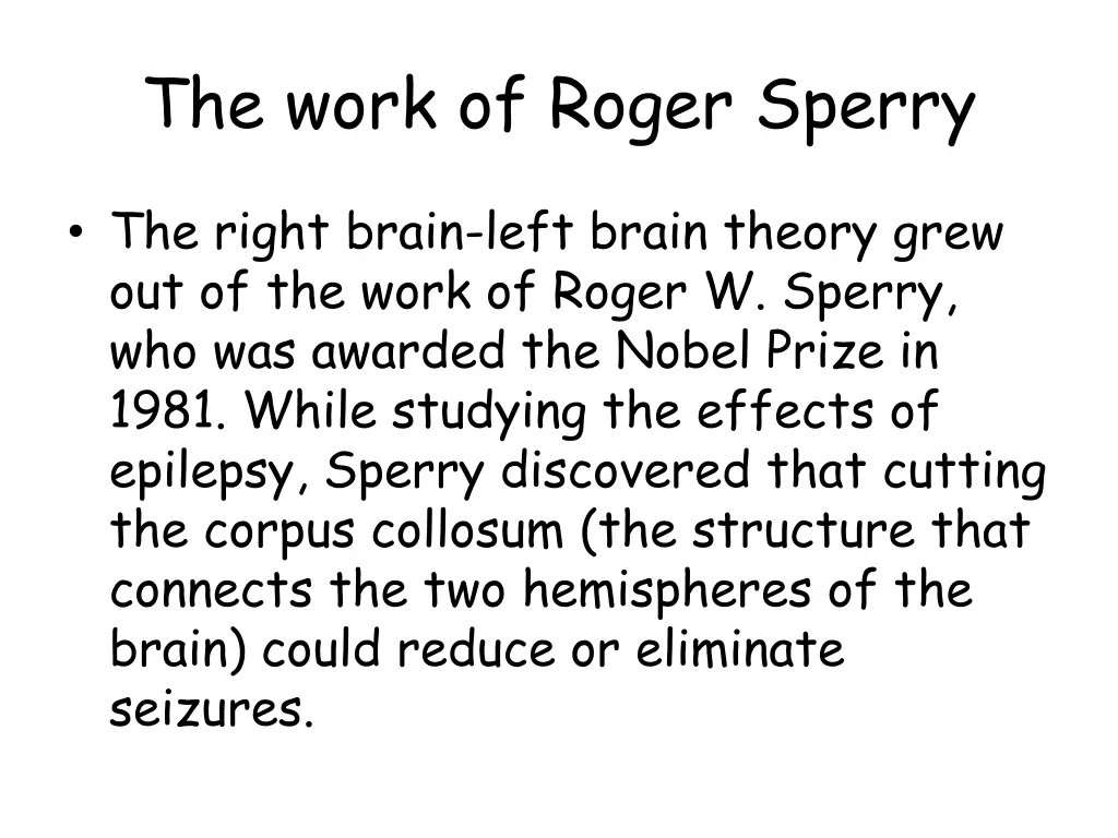 the work of roger sperry