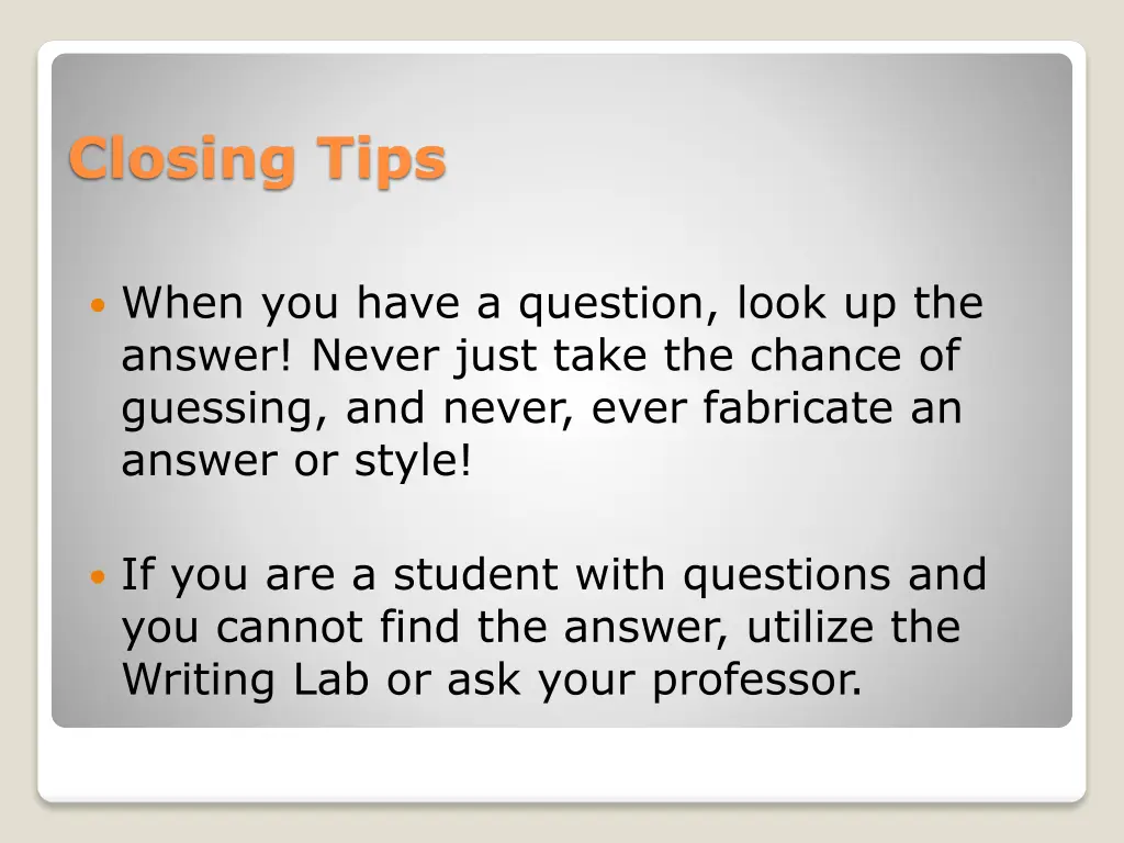 closing tips