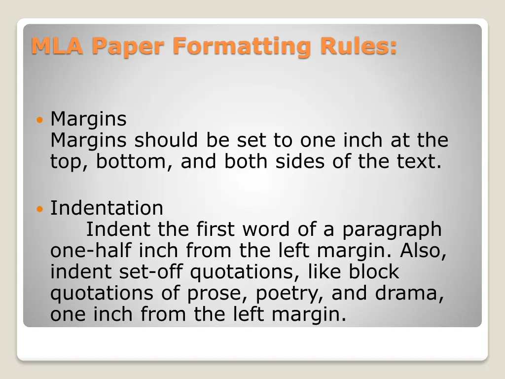 mla paper formatting rules