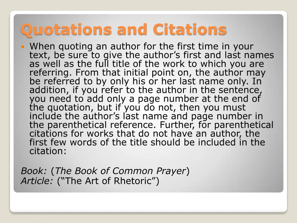 quotations and citations when quoting an author