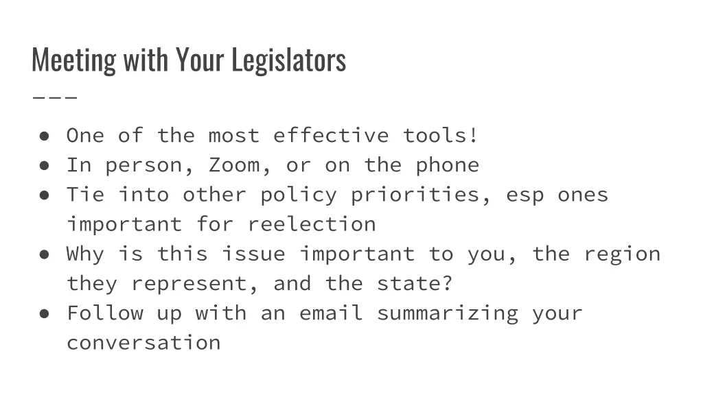 meeting with your legislators