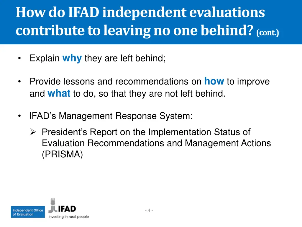 how do ifad independent evaluations contribute 1