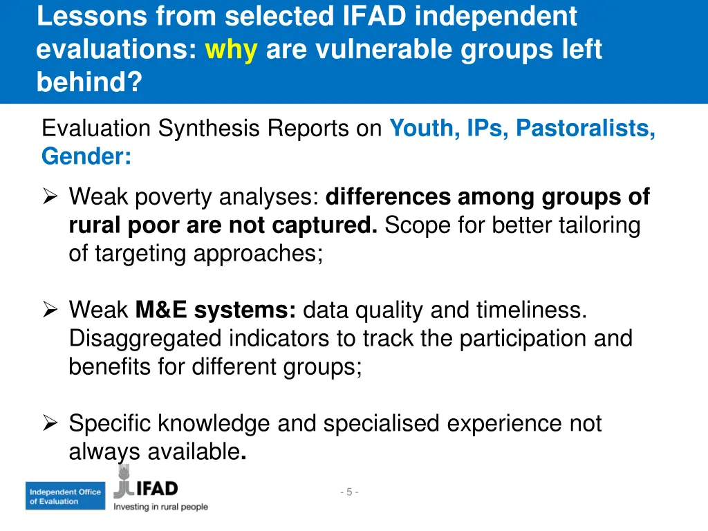 lessons from selected ifad independent